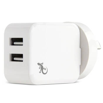 Gecko Dual USB 3.1A Smart Wall Charger - White