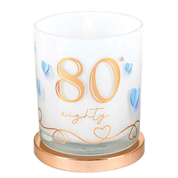 80th Candle Vanilla 45hr Burn Time 9 x 8cm Keepsake Gift Set
