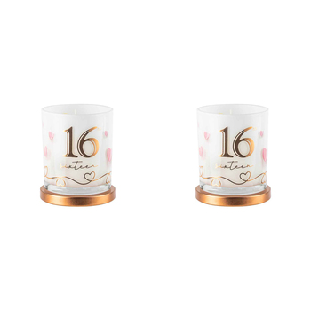 2PK 16th Candle Vanilla Scented 15-20hr Burn Time 9 x 8cm Gift Set