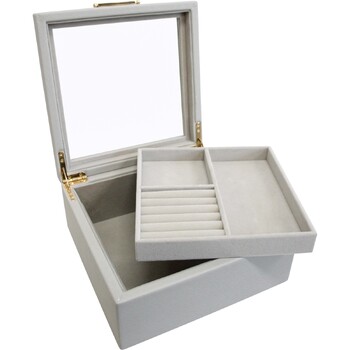 LVD MDF Glass 21x20.5cm Jewellery Box Storage Square - Dove