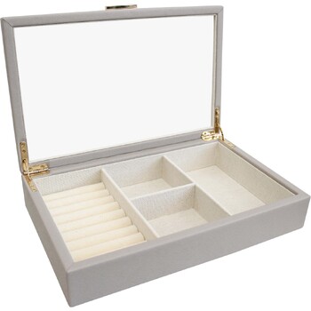 LVD MDF Glass 29.5x19cm Jewellery Box Storage Rectangle Large - Taupe