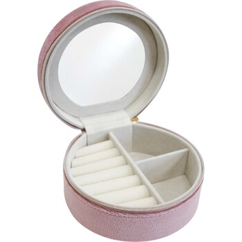 LVD MDF Glass 12.5x12cm Mini Jewellery Case Round - Pink