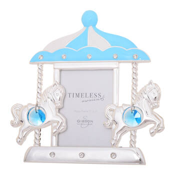 Gibson Gifts Baby Boy Carousel Photo Frame 2x3'' Decor - Blue