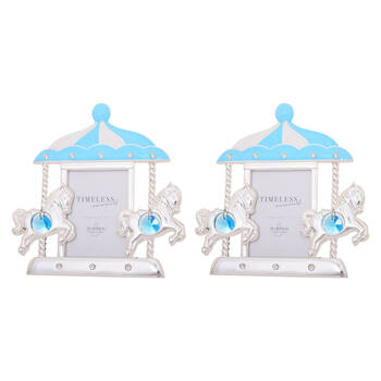 2PK Gibson Gifts Baby Boy Carousel Photo Frame 2x3'' Decor - Blue