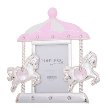 Gibson Gifts Baby Girl Carousel Photo Frame 2x3'' Decor - Pink