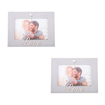 2PK Gibson Gifts Silver Heart Love 6x4 Keepsake Memory Photo Frame Holder
