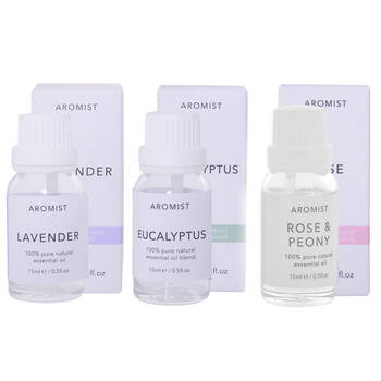 3pc Gibson Gifts Aromist Oil 15ml Lavender/Eucalyptus/Rose Scent Combo