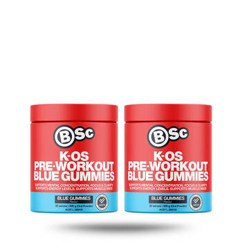 2PK BSc K-OS Pre-Workout Powder Focus & Clarity 30 Serves 300g Blue Gummies