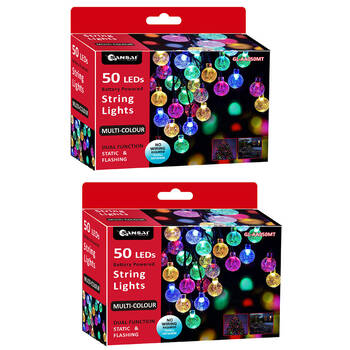 2PK Sansai 50 LED Bubble String Lights - Multicoloured