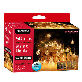 Sansai 50 LED Bubble String Lights - Warm White