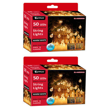 2PK Sansai 50 LED Bubble String Lights - Warm White