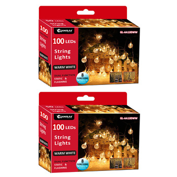 2PK Sansai 100 LED Bubble String Lights - Warm White