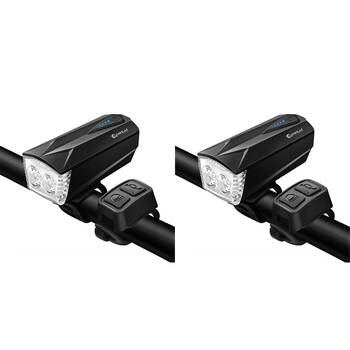 2PK Sansai Rechargeable In Line Control Bicycle 5W LED Headlight w/ Horn 93x46x60mm