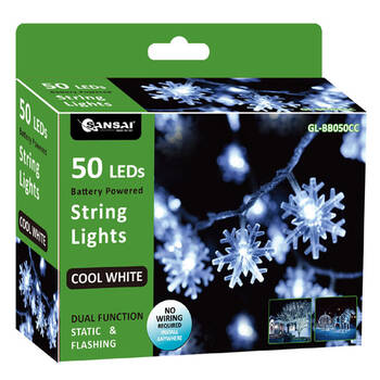 Sansai 50 LED Snowflake String Lights - Cool White