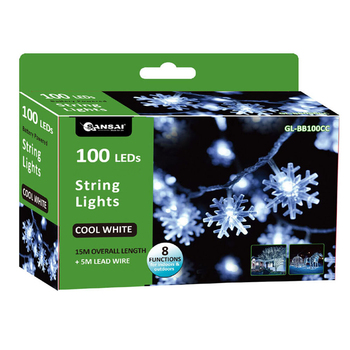 Sansai 100 LED Snowflake String Lights - Cool White