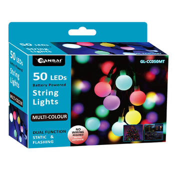 Sansai 50 LED Globe String Lights - Multicoloured