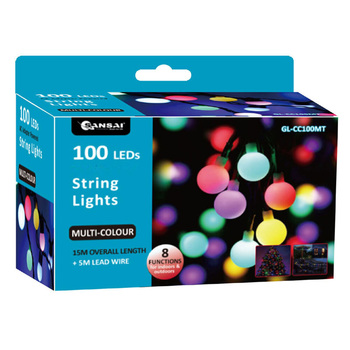 Sansai 100 LED Globe String Lights - Multicoloured