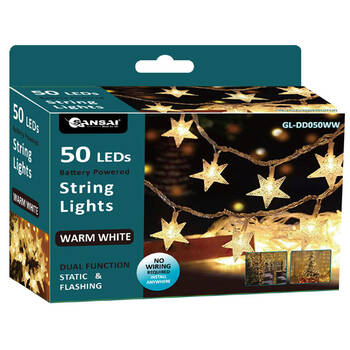Sansai 50 LED Star String Lights - Warm White