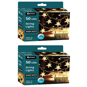 2PK Sansai 50 LED Star String Lights - Warm White