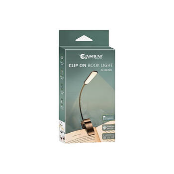 Sansai Rechargable Clip on LED Book Light Adjustable Brightness/Colour Black