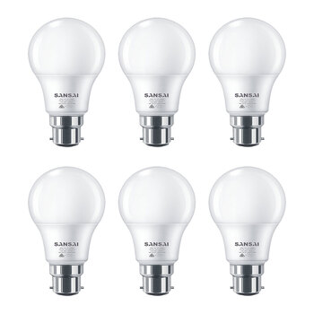 6PK Sansai LED Light Bulb A60 12W B22 Cool White