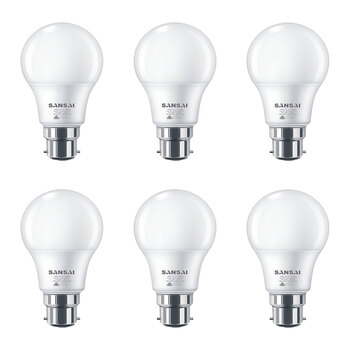6PK Sansai LED Light Bulb A60 12W B22 Warm White