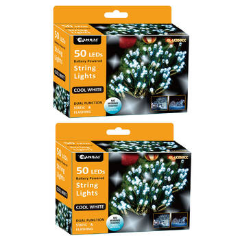 2PK Sansai 50 LED String Lights - Cool White