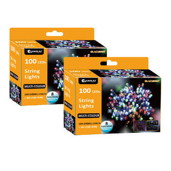 2PK Sansai AC Powered 100 LED 10m Party Lights - Multi Colour