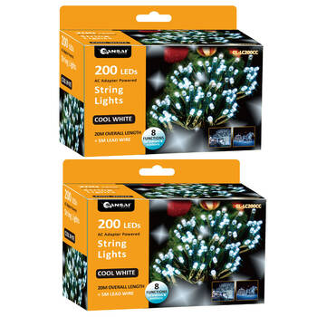 2PK Sansai 200 LED String Lights - Cool White