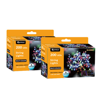 2PK Sansai AC Powered 200 LED 20m Party Lights - Multi Colour