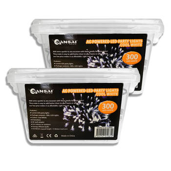 2PK Sansai AC Powered 300 LED 30m Party Lights - Cool White
