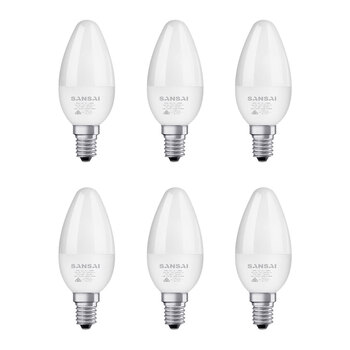 6PK Sansai LED Candle Light Bulb C37 5W E14 Warm White