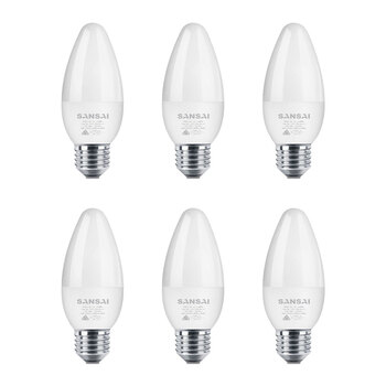 6PK Sansai LED Candle Light Bulb C37 5W E27 Warm White
