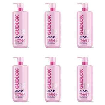 6PK Gudlox Gloss Glycolic Acid Shampoo For Dull & Porous Hair Treatment 400ml