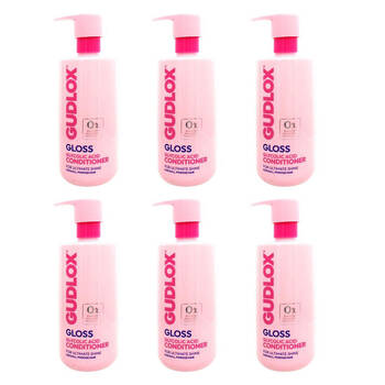 6PK Gudlox Gloss Glycolic Acid Conditioner For Dull Porous Hair Treatment 400ml