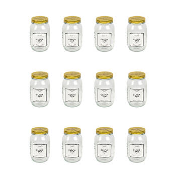 12PK The Styled Room 1000ml Glass Olivia Preserving Jar - Clear/Gold