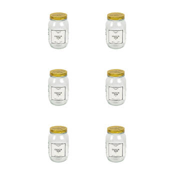 6PK The Styled Room 1000ml Glass Olivia Preserving Jar - Clear/Gold