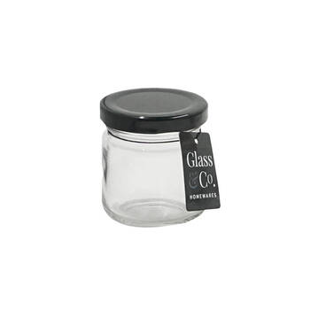 30PK Glass & Co 80ml Round Glass Jar Assorted - Black/Gold/White