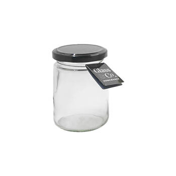 48PK Glass & Co 220ml Cleo Round Small Glass Jar Assorted - Black/Gold/White