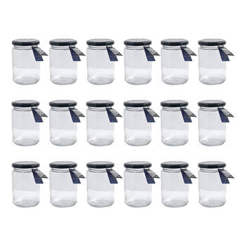 18PK Glass & Co 340ml Cleo Round Medium Glass Jar Assorted - Black/Gold/White