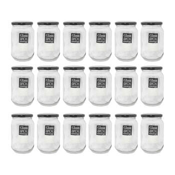 18PK Glass & Co 700ml Cleo Round Large Glass Jar Assorted - Black/Gold/White