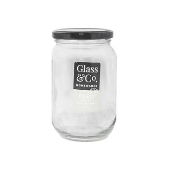 36PK Glass & Co 700ml Cleo Round Large Glass Jar Assorted - Black/Gold/White