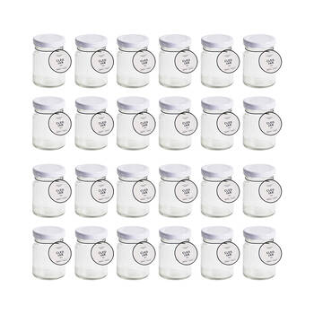 24PK The Styled Room 80ml Round Mini Glass Jar Assorted - Black/Gold/White