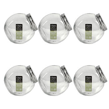 6PK Glass & Co Willow Preserving Tilt Silver Screw Lid Storage Jar 2.2L Clear