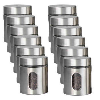 12PK Glass & Co Medium Stainless Steel Window Canister Jar 650ml Assorted