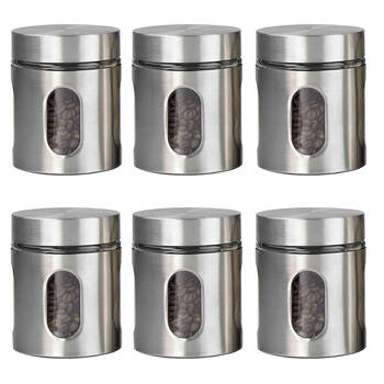 6PK Glass & Co Medium Stainless Steel Window Canister Jar 650ml Assorted