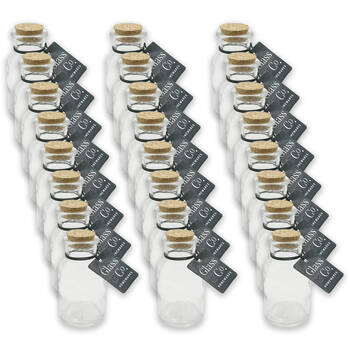 24PK Glass & Co Courtney Push Cork Lid Round Storage Bottle Jar 70ml Clear