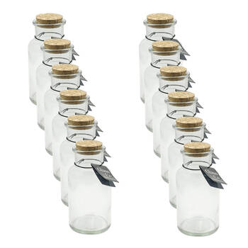 12PK Glass & Co Courtney Push Cork Lid Round Storage Bottle Jar 570ml Clear
