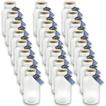 24PK Glass & Co Courtney Push Cork Lid Round Storage Bottle Jar 1150ml Clear
