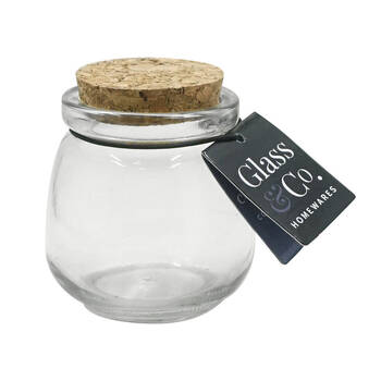 48PK Glass & Co Courtney 120ml Glass Jar w/ Cork Lid - Clear